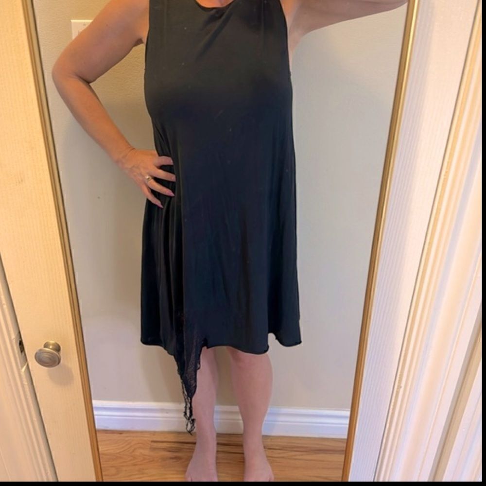 Raquel Allegra Distressed Tank Dress Black M